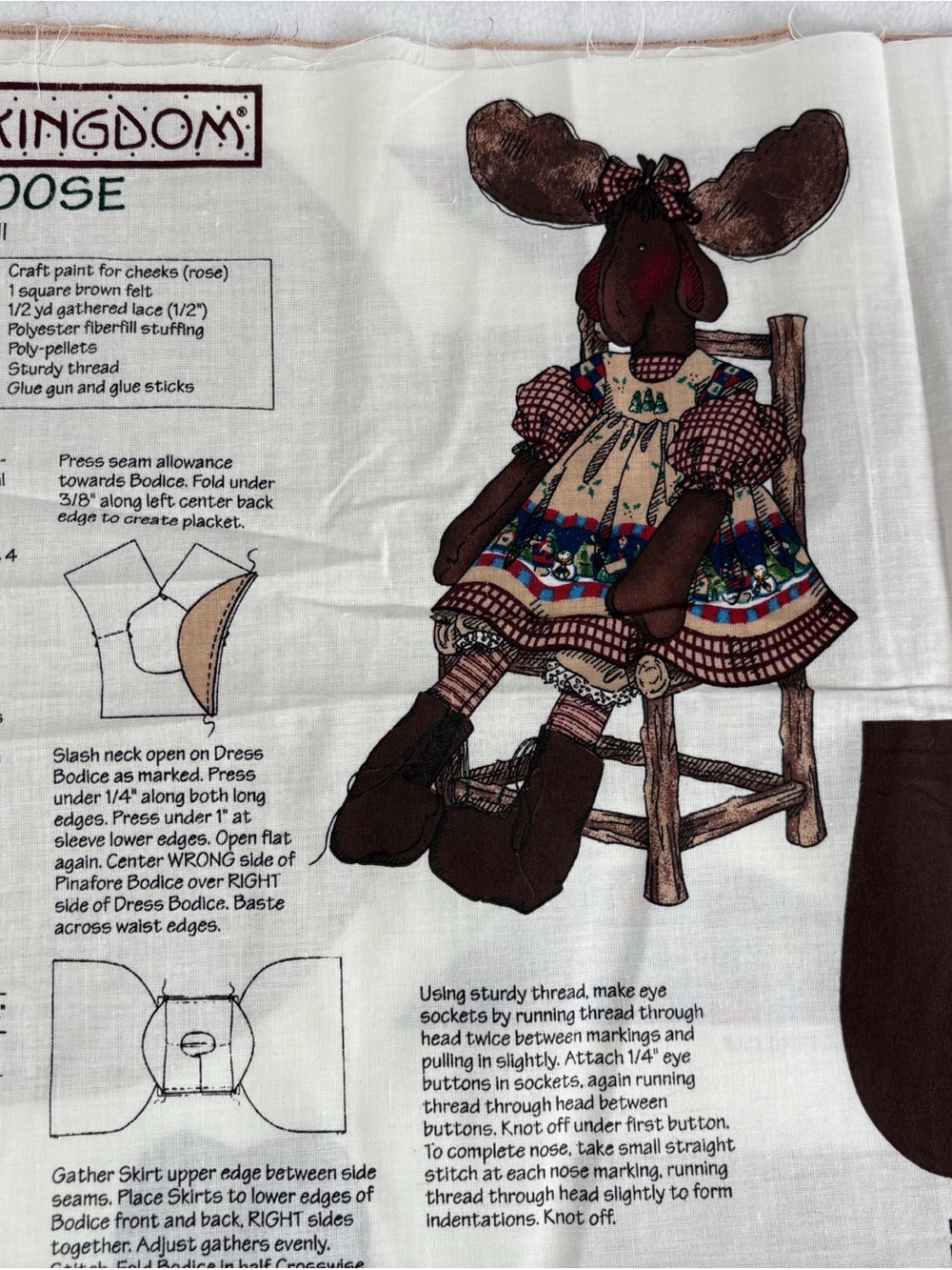 1998 Daisy Kingdom 26" Tall Minnie Moose Cut & Sew Fabric Panel